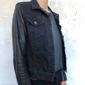 Allsaints- black denim and leather jacket
